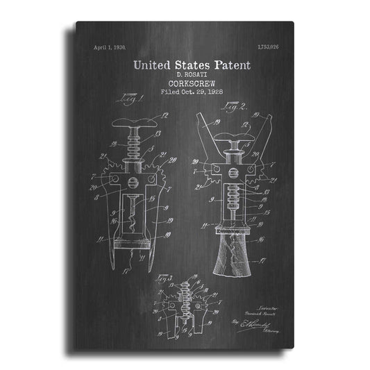 Luxe Metal Art 'Corkscrew Blueprint Patent Chalkboard' Metal Wall Art