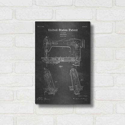 Luxe Metal Art 'Sewing Machine Blueprint Patent Chalkboard' Metal Wall Art,12x16