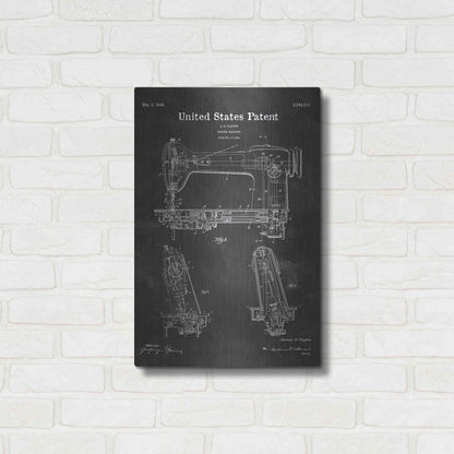 Luxe Metal Art 'Sewing Machine Blueprint Patent Chalkboard' Metal Wall Art,16x24