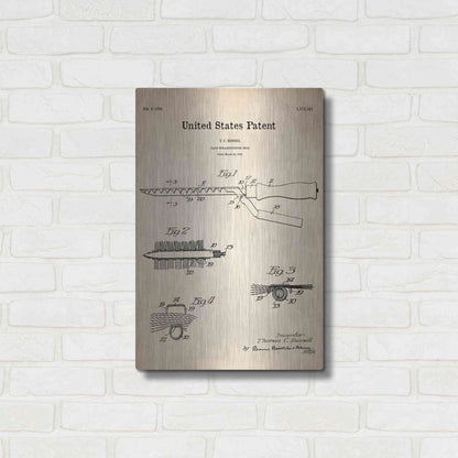 Luxe Metal Art 'Hair Straightening Iron Blueprint Patent Parchment' Metal Wall Art,16x24