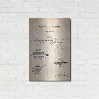 Luxe Metal Art 'Hair Straightening Iron Blueprint Patent Parchment' Metal Wall Art,24x36