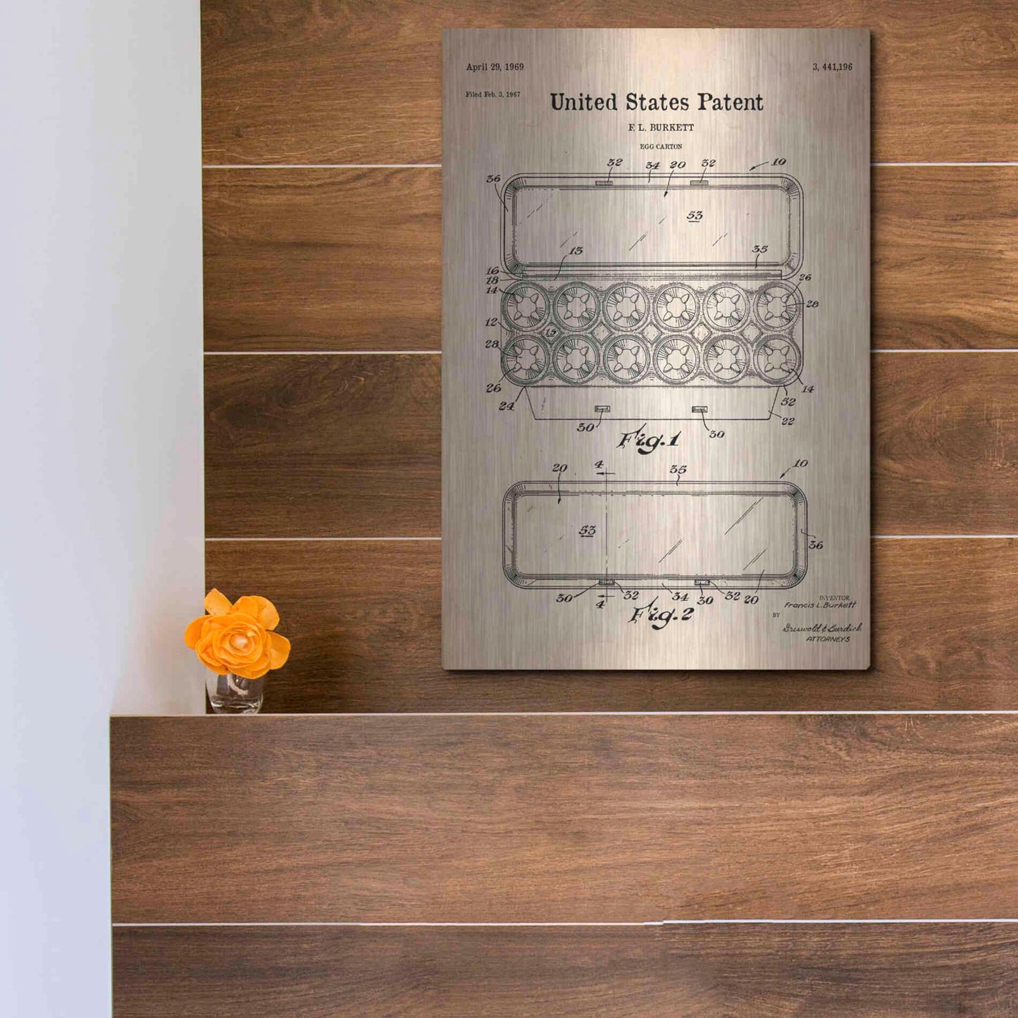 Luxe Metal Art 'Egg Carton Blueprint Patent Parchment' Metal Wall Art,12x16