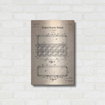 Luxe Metal Art 'Egg Carton Blueprint Patent Parchment' Metal Wall Art,16x24