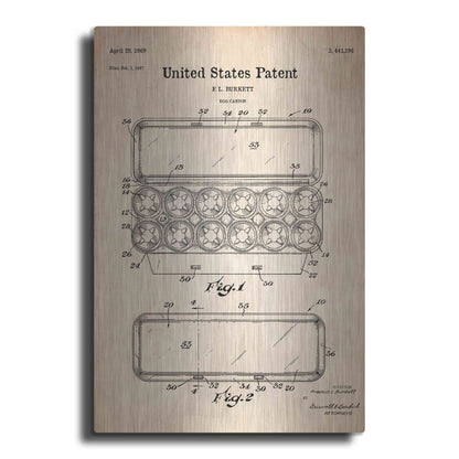 Luxe Metal Art 'Egg Carton Blueprint Patent Parchment' Metal Wall Art