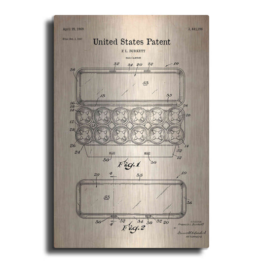 Luxe Metal Art 'Egg Carton Blueprint Patent Parchment' Metal Wall Art