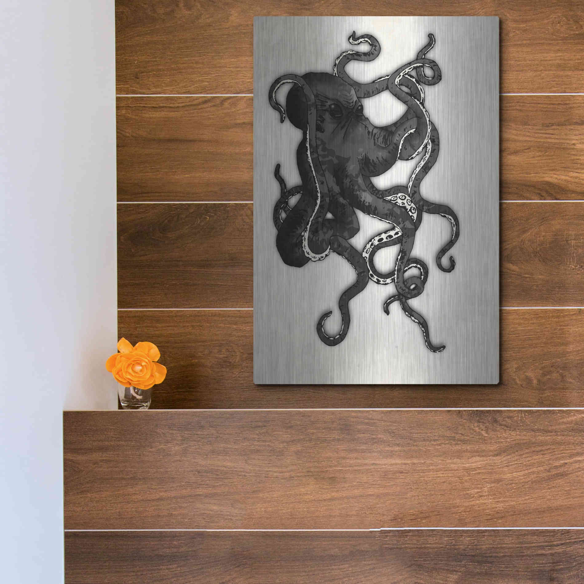 Luxe Metal Art 'Octopus' by Nicklas Gustafsson, Metal Wall Art,12x16