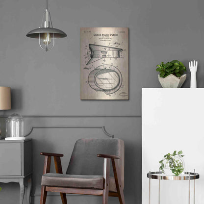 Luxe Metal Art 'Police Uniform Cap Blueprint Patent Parchment' Metal Wall Art,16x24