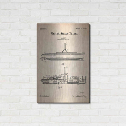 Luxe Metal Art 'Submarine Blueprint Patent Parchment' Metal Wall Art,24x36