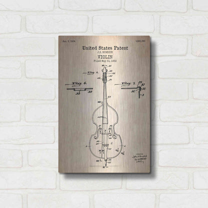 Luxe Metal Art 'Violin Blueprint Patent Parchment' Metal Wall Art,12x16