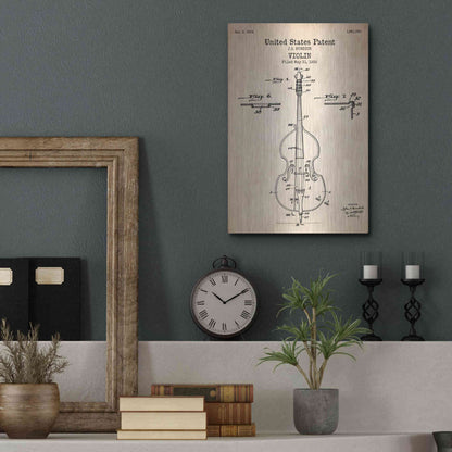 Luxe Metal Art 'Violin Blueprint Patent Parchment' Metal Wall Art,12x16