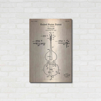 Luxe Metal Art 'Violin Blueprint Patent Parchment' Metal Wall Art,24x36