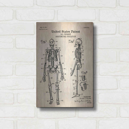 Luxe Metal Art 'Anatomical Skeleton Blueprint Patent Parchment' Metal Wall Art,12x16