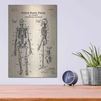 Luxe Metal Art 'Anatomical Skeleton Blueprint Patent Parchment' Metal Wall Art,12x16