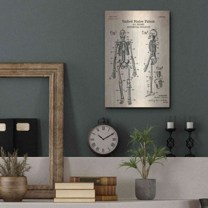 Luxe Metal Art 'Anatomical Skeleton Blueprint Patent Parchment' Metal Wall Art,12x16