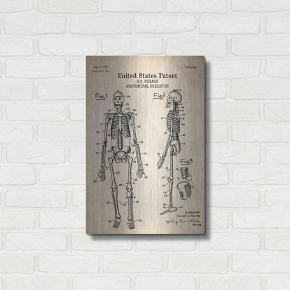 Luxe Metal Art 'Anatomical Skeleton Blueprint Patent Parchment' Metal Wall Art,16x24