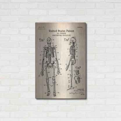Luxe Metal Art 'Anatomical Skeleton Blueprint Patent Parchment' Metal Wall Art,24x36
