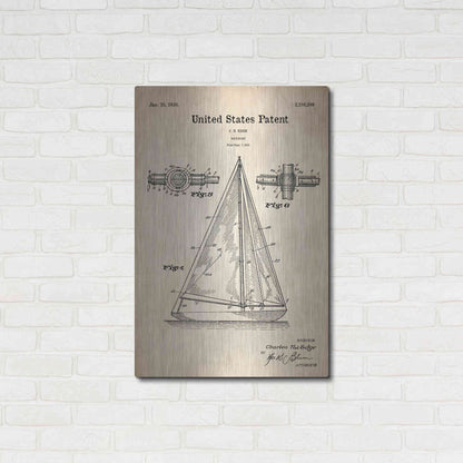 Luxe Metal Art 'Sailboat Blueprint Patent Parchment' Metal Wall Art,24x36