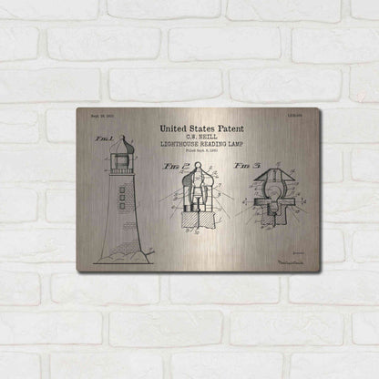 Luxe Metal Art 'Lighthouse Reading Lamp Blueprint Patent Parchment' Metal Wall Art,16x12
