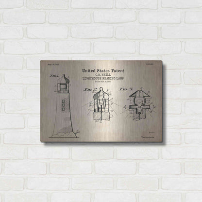Luxe Metal Art 'Lighthouse Reading Lamp Blueprint Patent Parchment' Metal Wall Art,24x16
