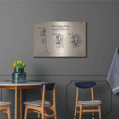 Luxe Metal Art 'Lighthouse Reading Lamp Blueprint Patent Parchment' Metal Wall Art,36x24