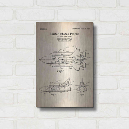 Luxe Metal Art 'Space Shuttle Blueprint Patent Parchment' Metal Wall Art,12x16