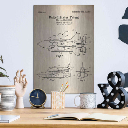 Luxe Metal Art 'Space Shuttle Blueprint Patent Parchment' Metal Wall Art,12x16