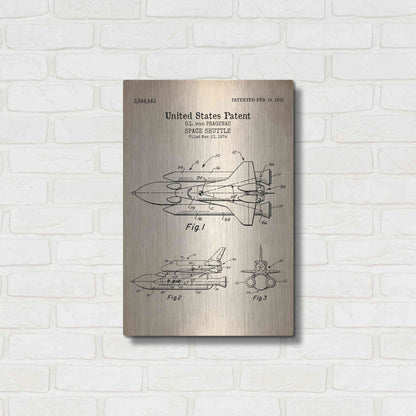 Luxe Metal Art 'Space Shuttle Blueprint Patent Parchment' Metal Wall Art,16x24