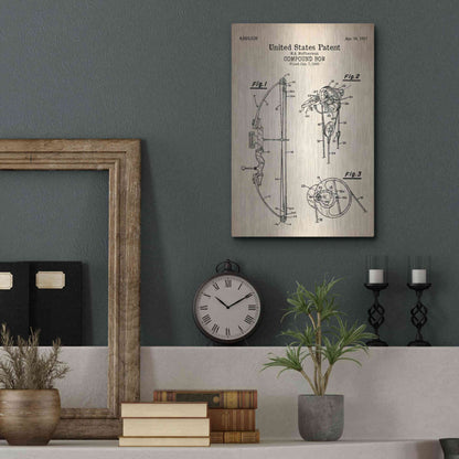 Luxe Metal Art 'Compound Bow Blueprint Patent Parchment' Metal Wall Art,12x16
