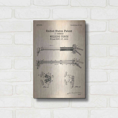 Luxe Metal Art 'Welding Torch Blueprint Patent Parchment' Metal Wall Art,12x16