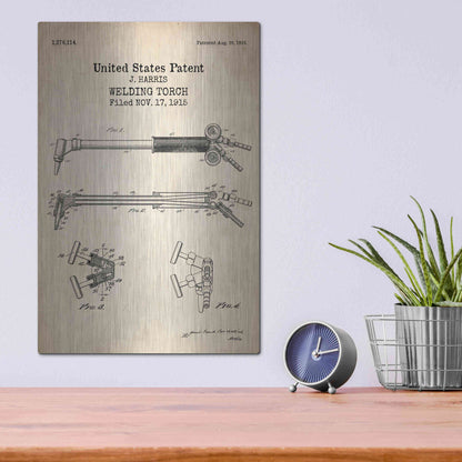 Luxe Metal Art 'Welding Torch Blueprint Patent Parchment' Metal Wall Art,12x16