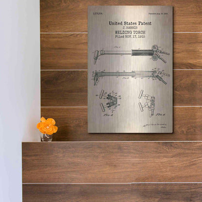 Luxe Metal Art 'Welding Torch Blueprint Patent Parchment' Metal Wall Art,12x16