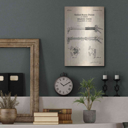 Luxe Metal Art 'Welding Torch Blueprint Patent Parchment' Metal Wall Art,12x16