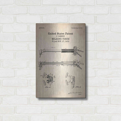 Luxe Metal Art 'Welding Torch Blueprint Patent Parchment' Metal Wall Art,16x24