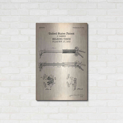 Luxe Metal Art 'Welding Torch Blueprint Patent Parchment' Metal Wall Art,24x36