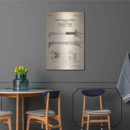 Luxe Metal Art 'Welding Torch Blueprint Patent Parchment' Metal Wall Art,24x36