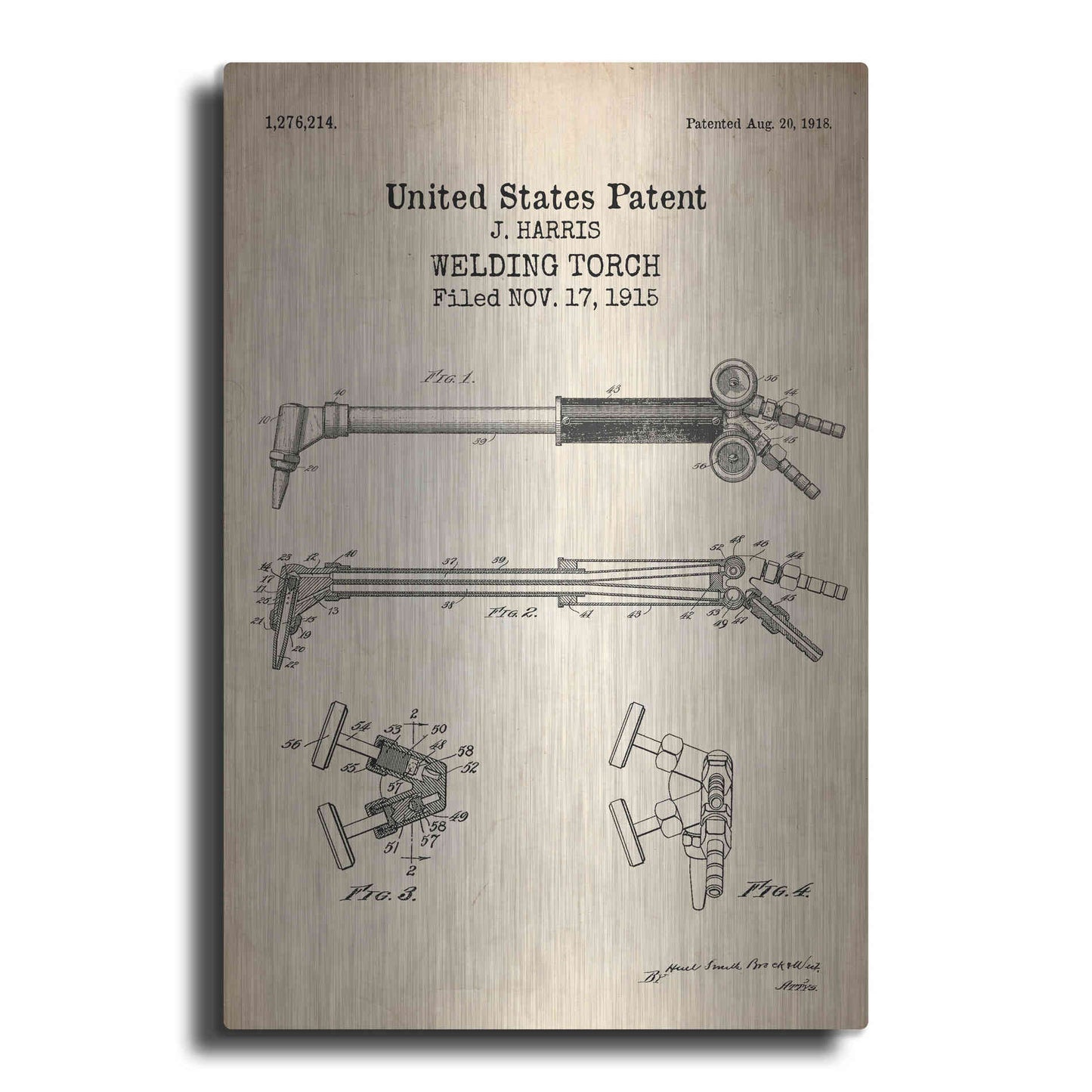 Luxe Metal Art 'Welding Torch Blueprint Patent Parchment' Metal Wall Art