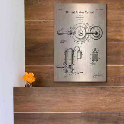 Luxe Metal Art 'Coffee Percolator Blueprint Patent Parchment' Metal Wall Art,12x16