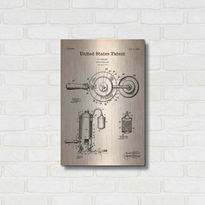 Luxe Metal Art 'Coffee Percolator Blueprint Patent Parchment' Metal Wall Art,16x24