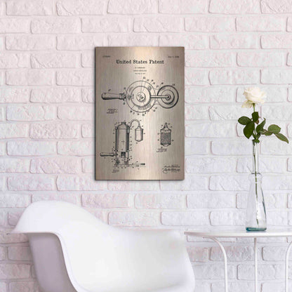 Luxe Metal Art 'Coffee Percolator Blueprint Patent Parchment' Metal Wall Art,16x24