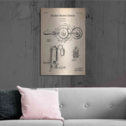 Luxe Metal Art 'Coffee Percolator Blueprint Patent Parchment' Metal Wall Art,24x36