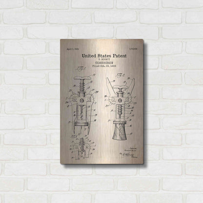 Luxe Metal Art 'Corkscrew Blueprint Patent Parchment' Metal Wall Art,16x24
