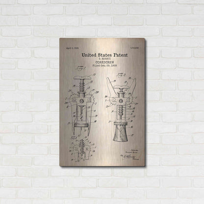 Luxe Metal Art 'Corkscrew Blueprint Patent Parchment' Metal Wall Art,24x36