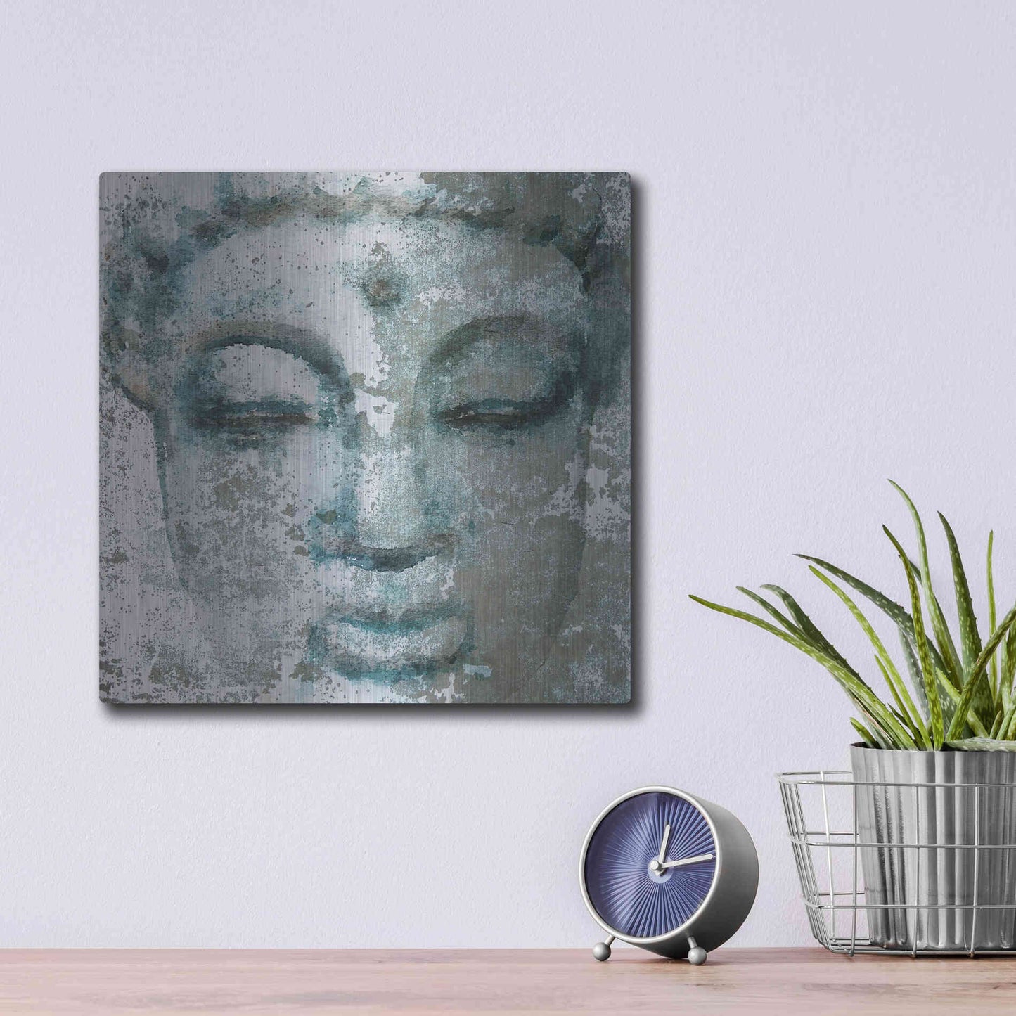 Luxe Metal Art 'Buddha, Inner Peace 3' by Irena Orlov, Metal Wall Art,12x12