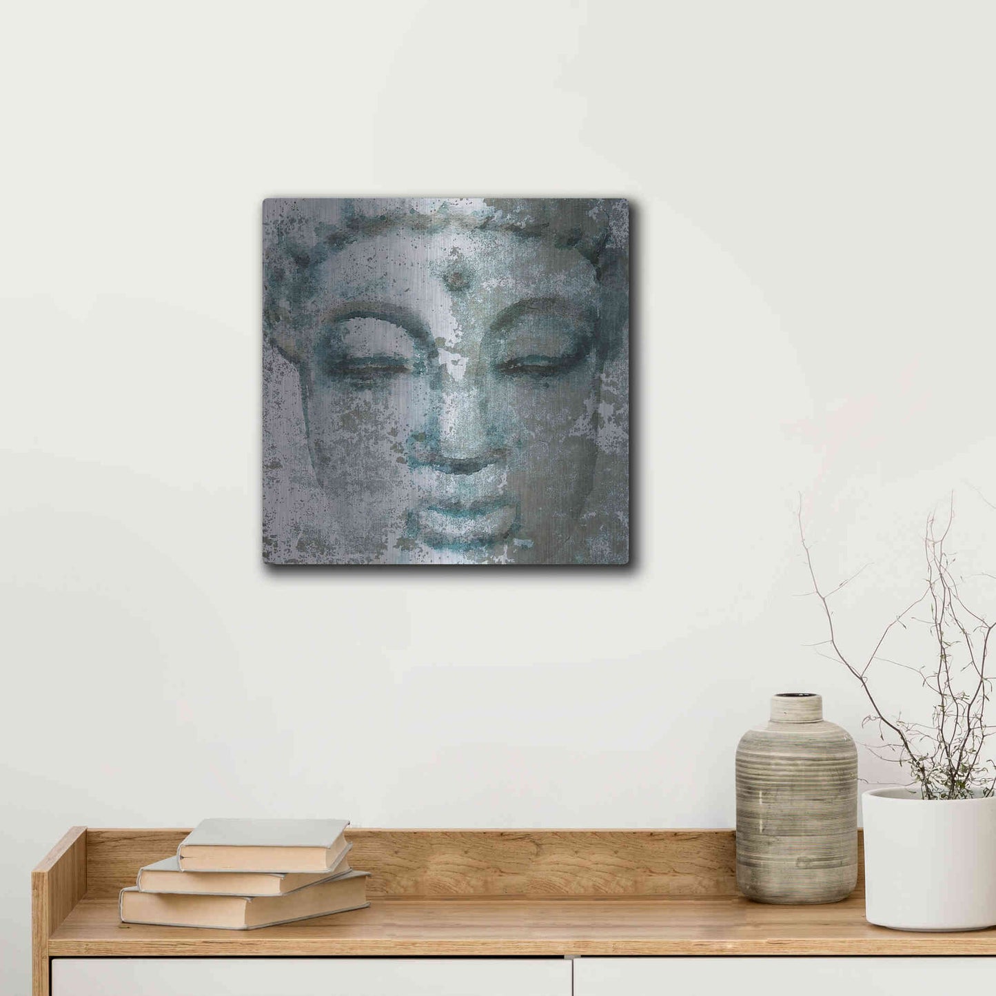 Luxe Metal Art 'Buddha, Inner Peace 3' by Irena Orlov, Metal Wall Art,12x12