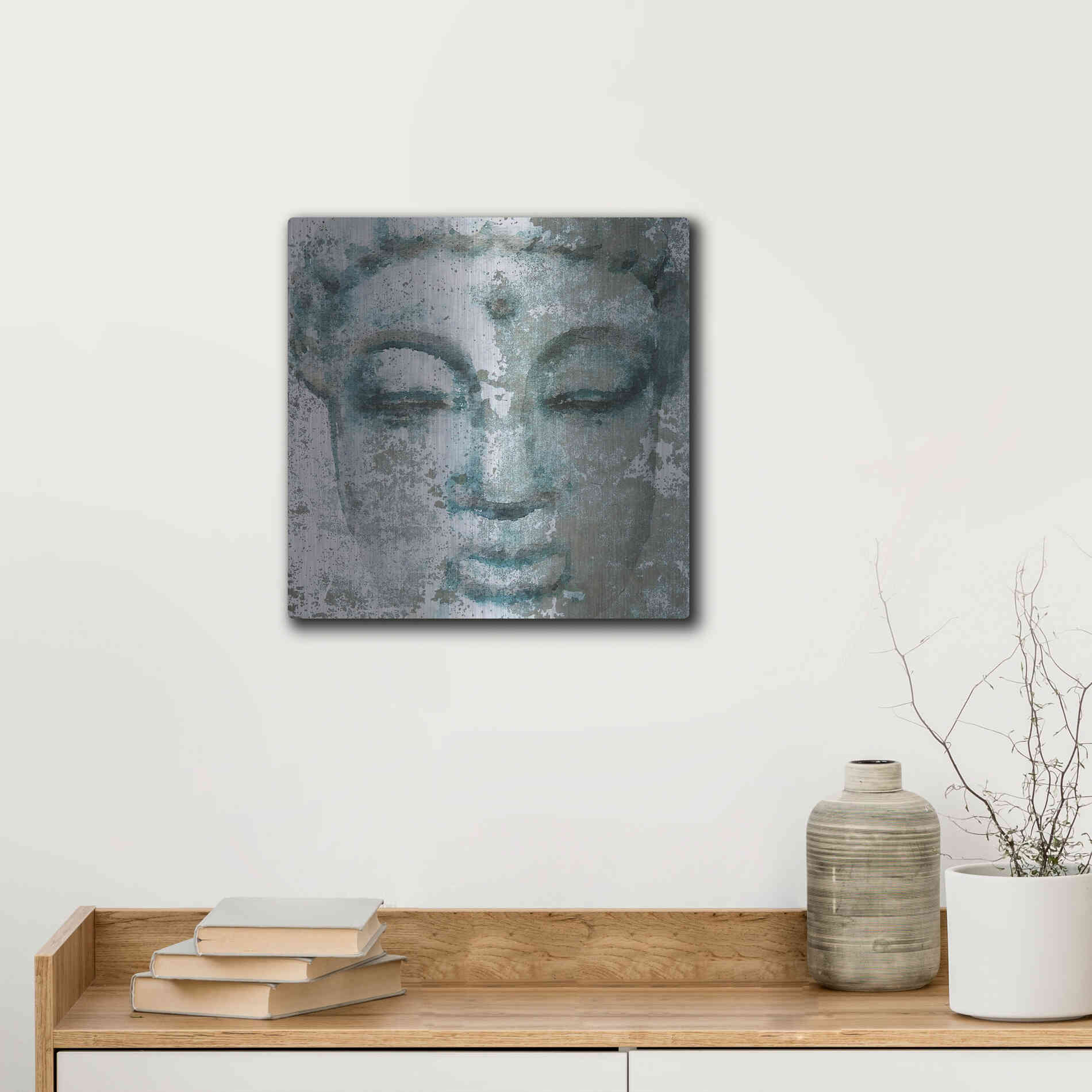 Luxe Metal Art 'Buddha, Inner Peace 3' by Irena Orlov, Metal Wall Art,12x12