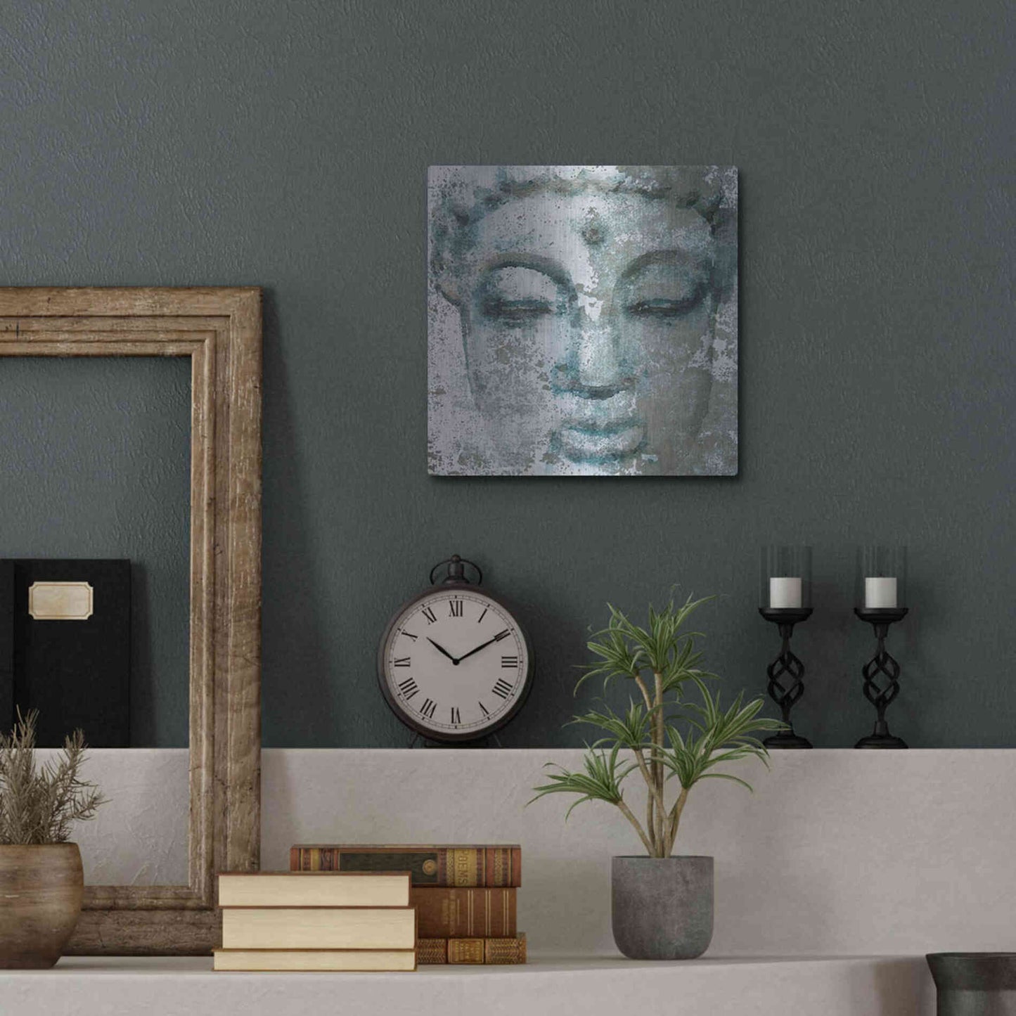 Luxe Metal Art 'Buddha, Inner Peace 3' by Irena Orlov, Metal Wall Art,12x12