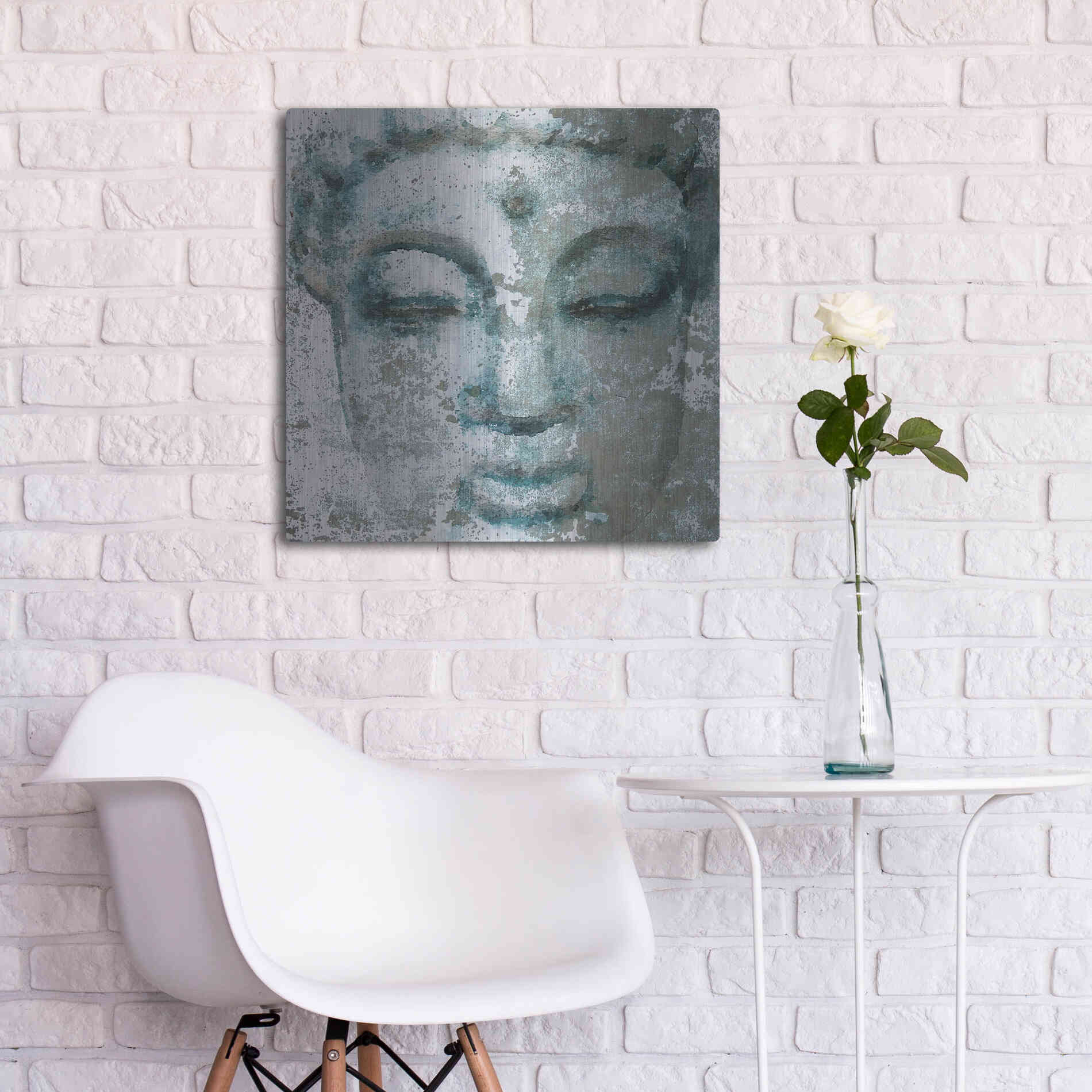 Luxe Metal Art 'Buddha, Inner Peace 3' by Irena Orlov, Metal Wall Art,24x24