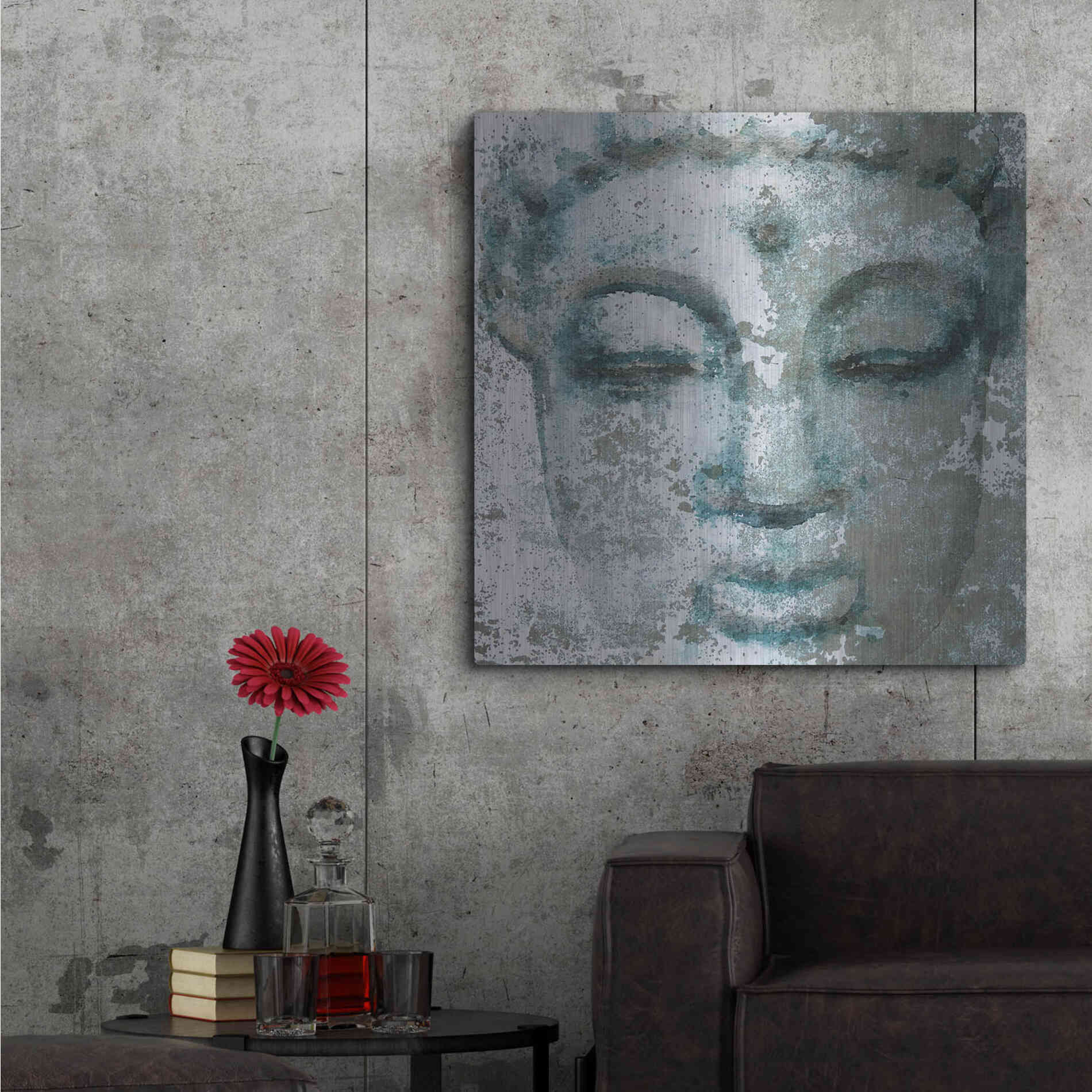 Luxe Metal Art 'Buddha, Inner Peace 3' by Irena Orlov, Metal Wall Art,36x36