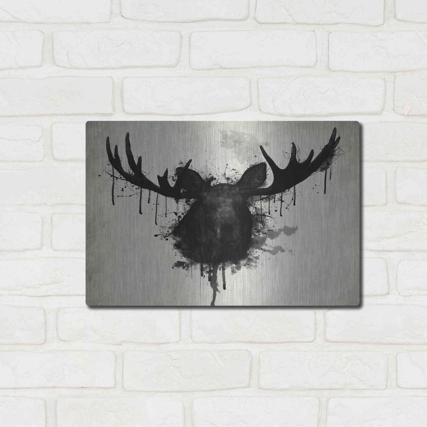 Luxe Metal Art 'Moose' by Nicklas Gustafsson, Metal Wall Art,16x12