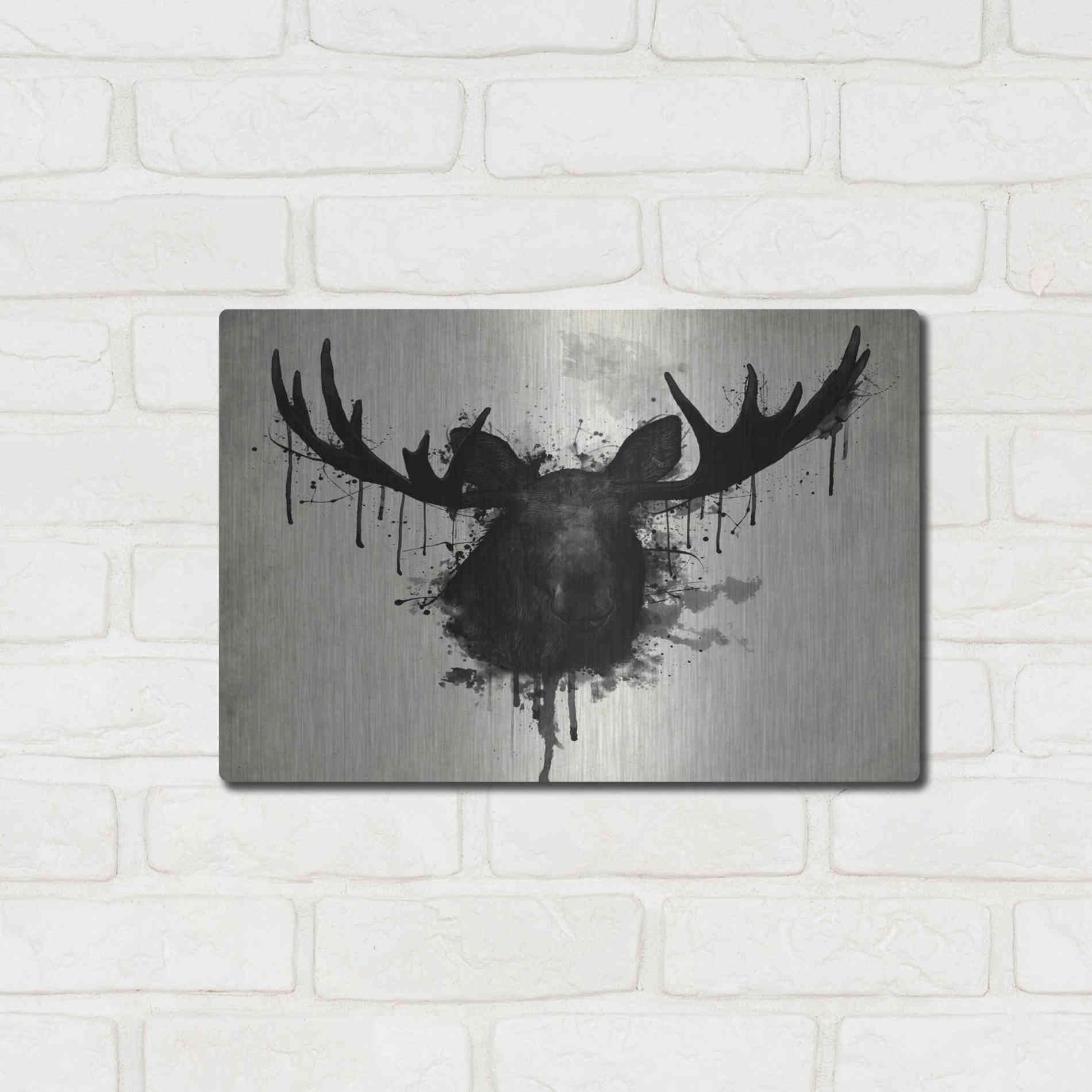 Luxe Metal Art 'Moose' by Nicklas Gustafsson, Metal Wall Art,16x12